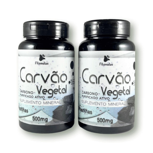 Kit 2 Carvão Vegetal 500mg 60 Comprimidos Naturais Digestão Gases Fitonatus