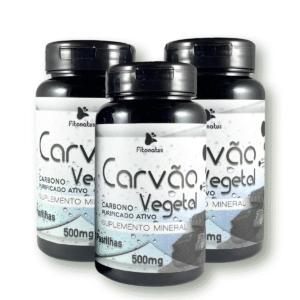 Kit 3 Carvão Vegetal 500mg 60 Comprimidos Naturais Digestão Gases Fitonatus
