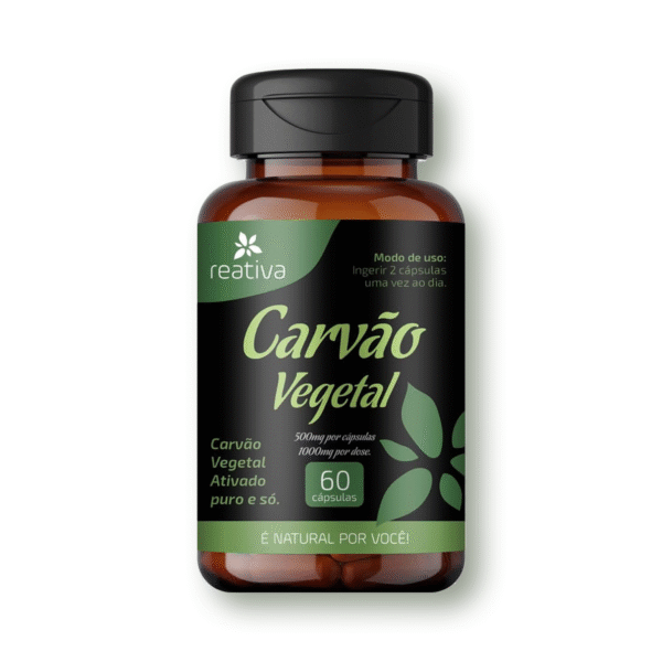 Carvão Vegetal Ativado 500mg – 60 Cápsulas - Reativa