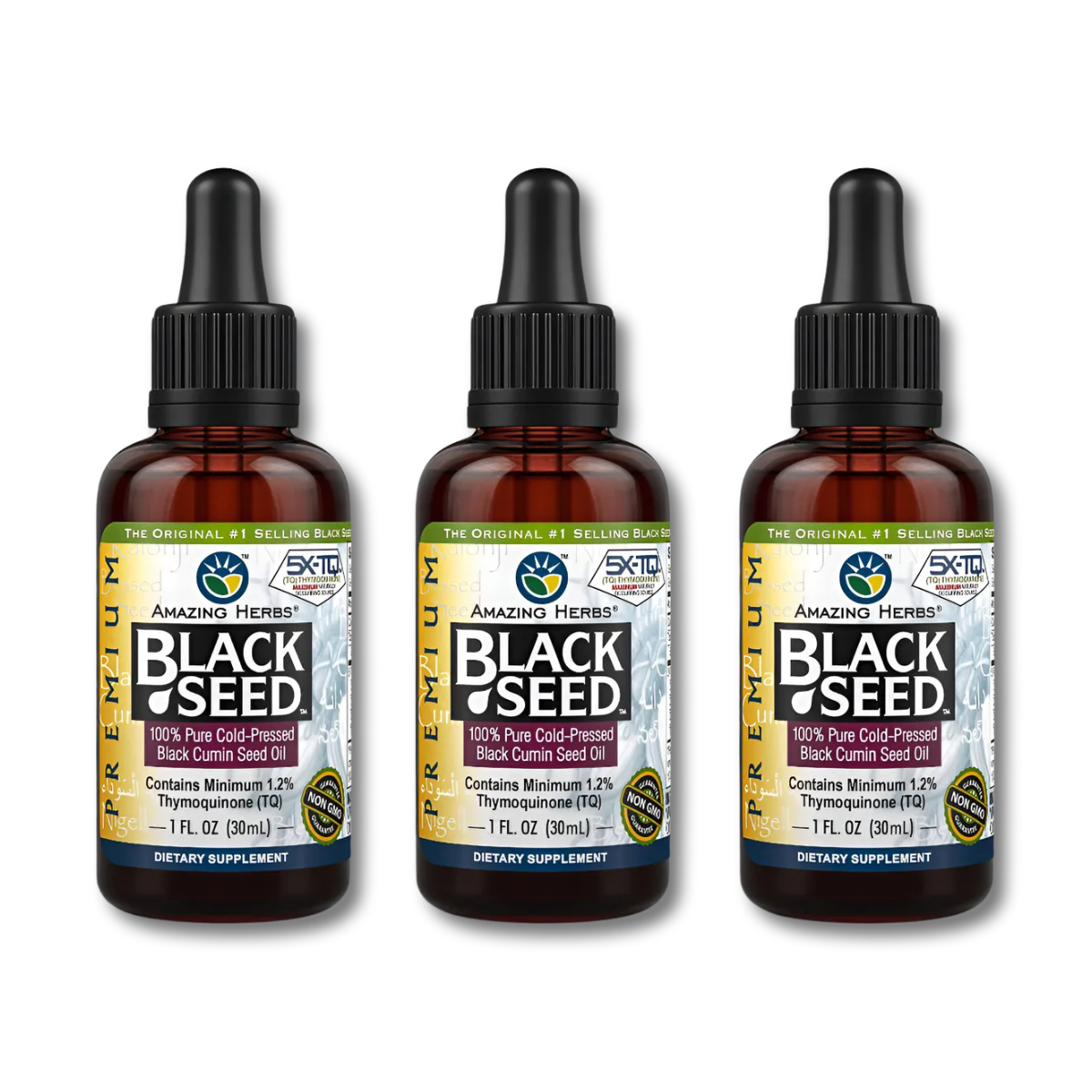 Kit 3: Óleo De Semente Preta Amazing Herbs Premium 30ml